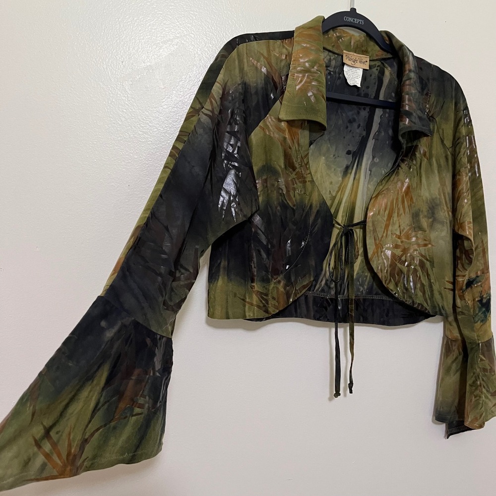 VTG Y2K Midnight Velvet Textured Bolero Top M Festival Fairy Jungle Whimsigoth